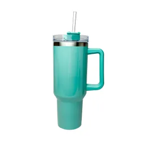 40 oz Shimmer Tumbler with Handle in Turquoise Green