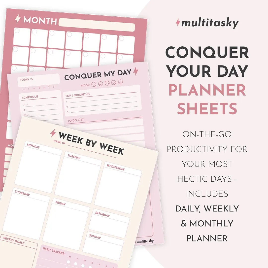 Conquer My Day Planner Sheets (Daily, Weekly & Monthly - A5 Planner Refills, Loose Leaf, 6-Month Supply)