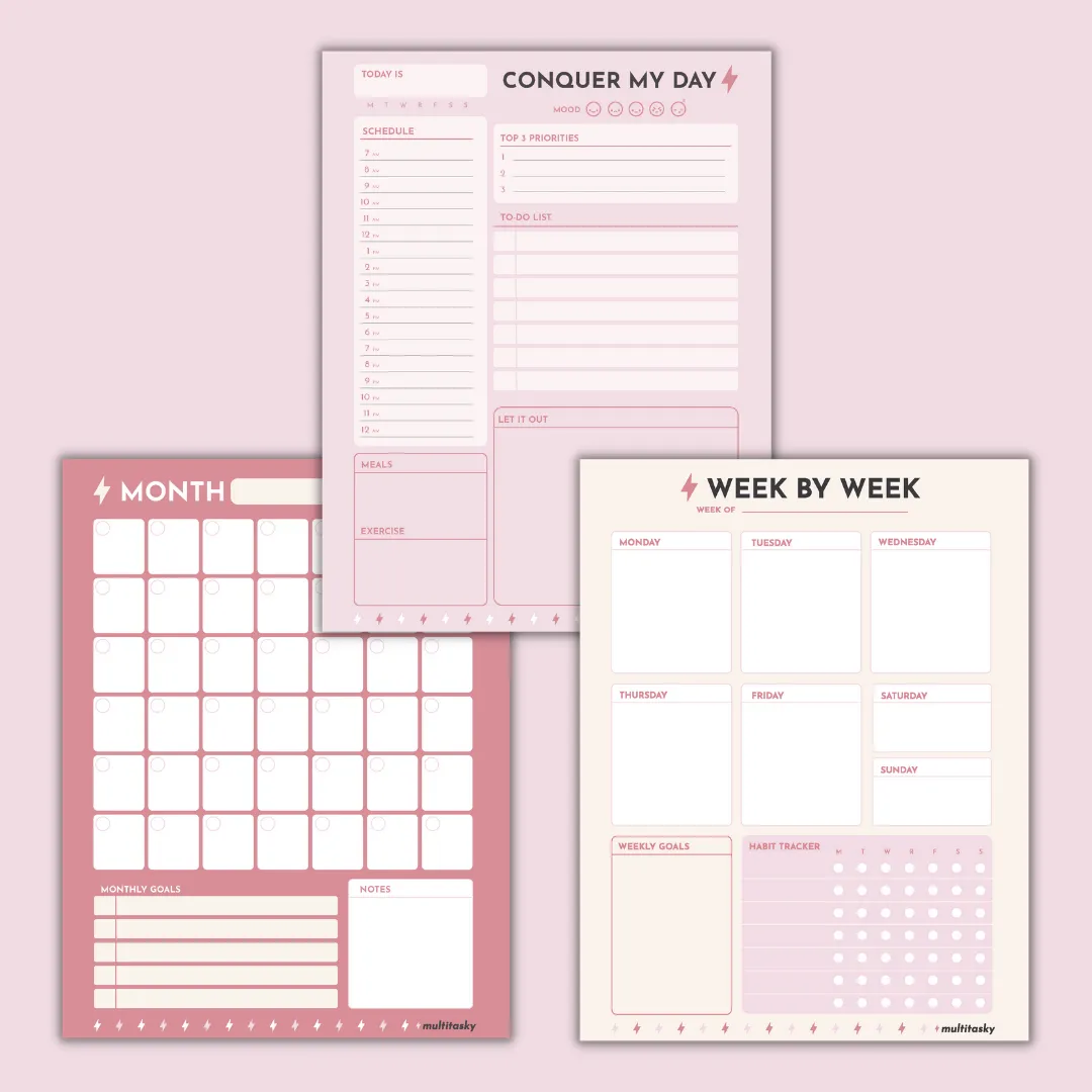 Conquer My Day Planner Sheets (Daily, Weekly & Monthly - A5 Planner Refills, Loose Leaf, 6-Month Supply)