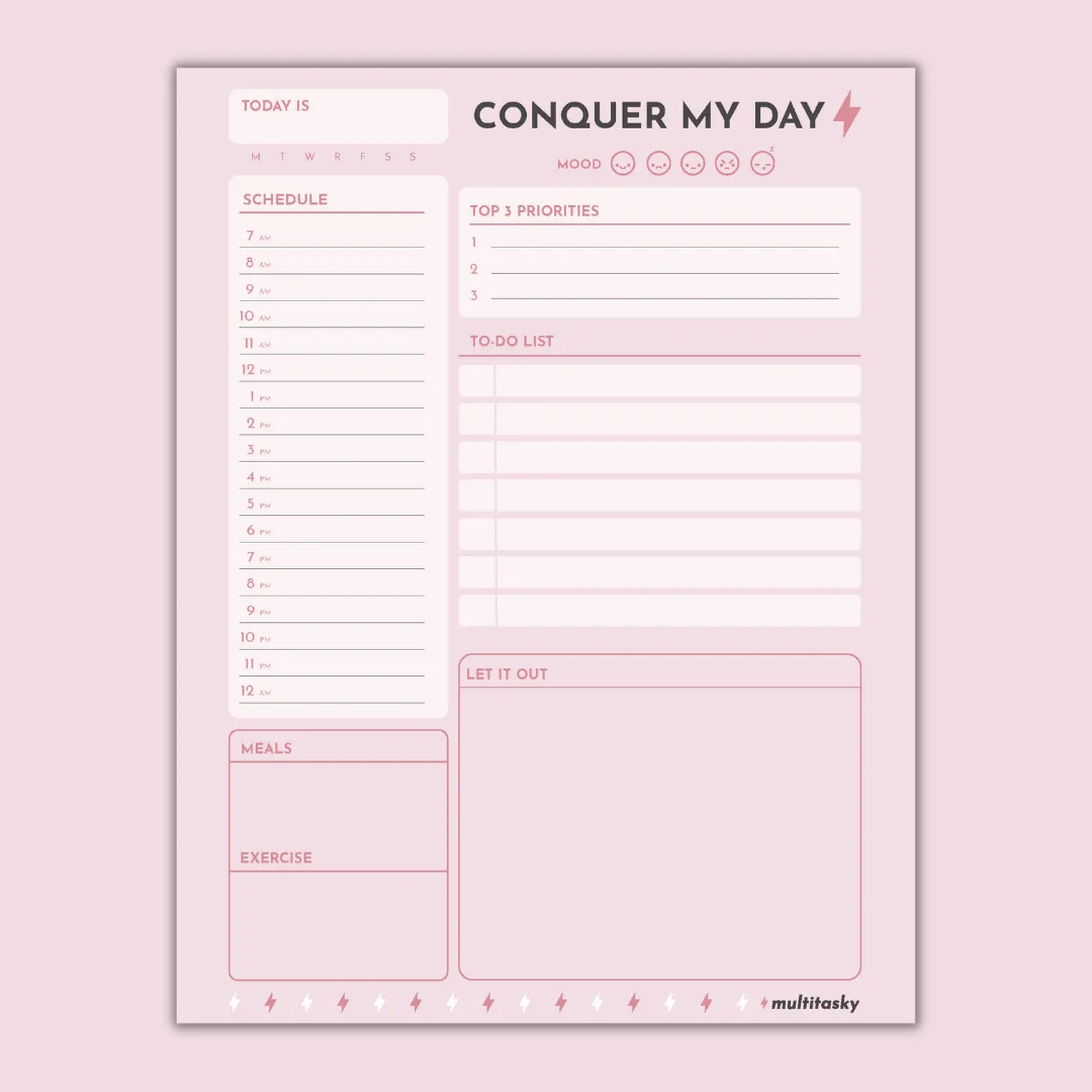 Conquer My Day Planner Sheets (Daily, Weekly & Monthly - A5 Planner Refills, Loose Leaf, 6-Month Supply)