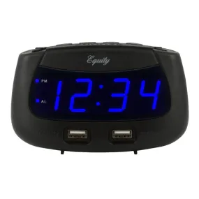 La Crosse Technology Equity 0.9 inch Blue LED Dual USB Alarm Clock