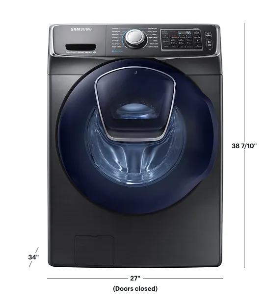 Samsung - 4.5 Cu. Ft. High Efficiency Stackable Front Load Washer with Steam and AddWash™ - Black stainless steel