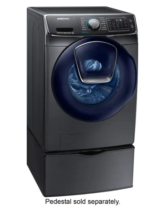 Samsung - 4.5 Cu. Ft. High Efficiency Stackable Front Load Washer with Steam and AddWash™ - Black stainless steel