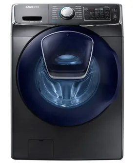 Samsung - 4.5 Cu. Ft. High Efficiency Stackable Front Load Washer with Steam and AddWash™ - Black stainless steel