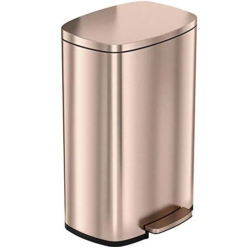 Stainless Steel Step Trash Can with Odor Control System, Pedal Garbage Bin for Kitchen, Office, Home - Silent and Gentle Open and Close