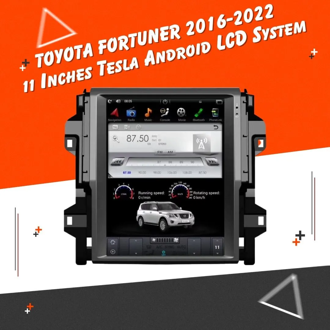 Toyota Fortuner Tesla LCD Black 11 Inches - Model 2016-2024 - IPS Display Multimedia System Android