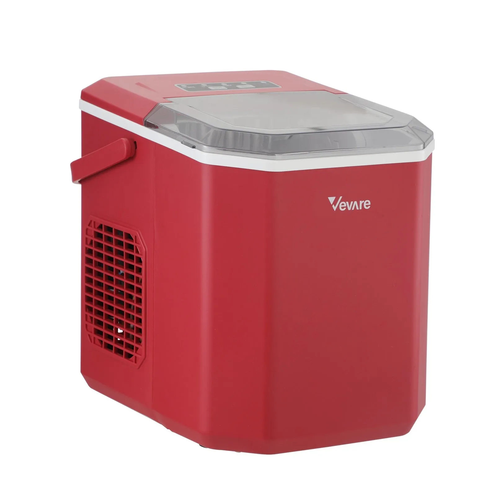 Vevare Portable Ice Maker Machine Ice Cube Tray With Handle 12kg Bar Home Red