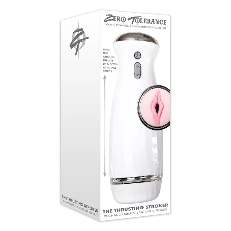 Zero Tolerance The Thrusting Stroker - White USB Rechargeable Thrusting Masturbator